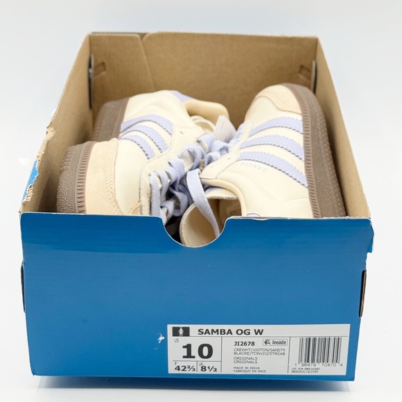 Adidas Samba OG W Leather Size 10 Womens Cream/Violet/Sand JI2678 - Picture 2 of 12